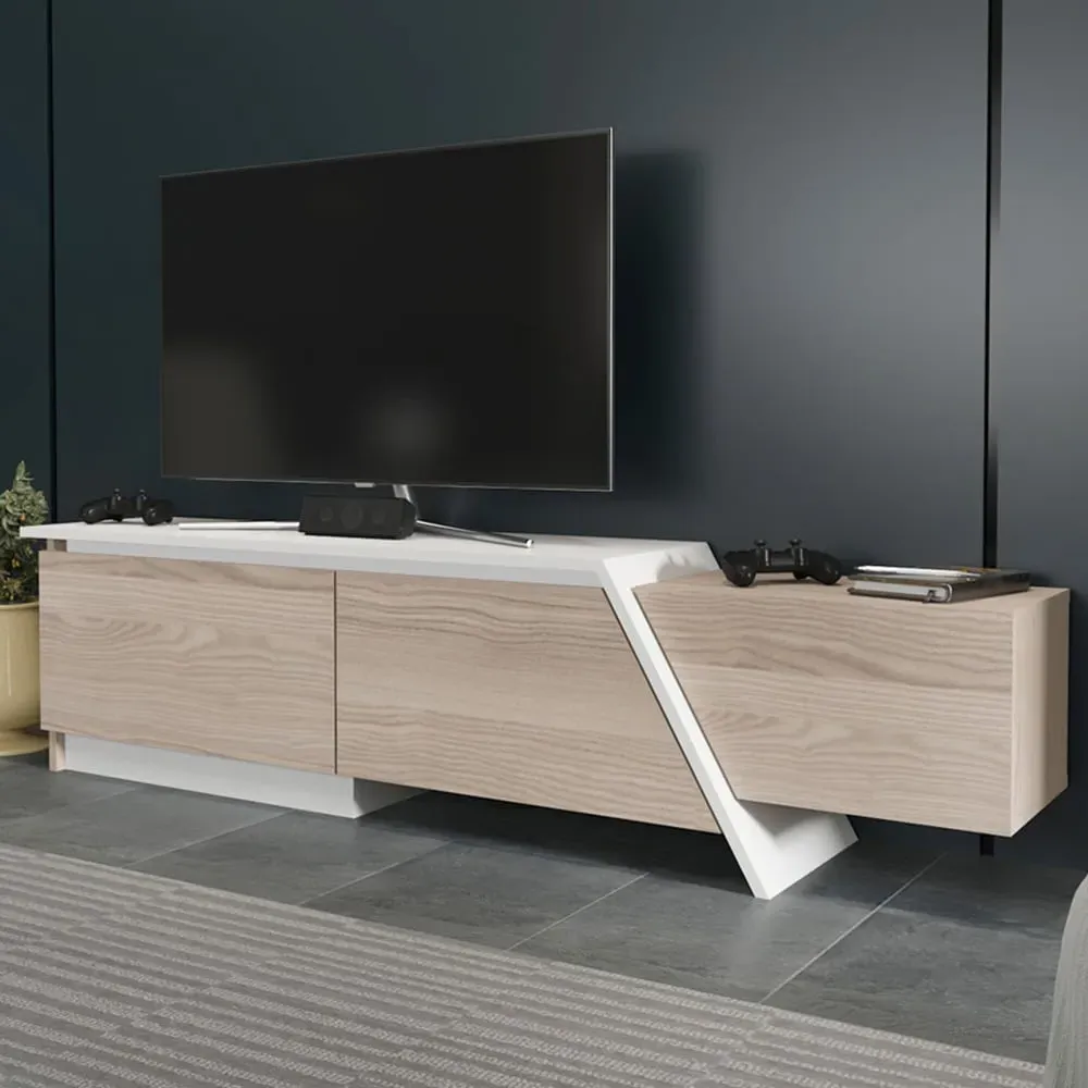 Zonas 3 Door TV Unit with Storage - Cordoba, White image