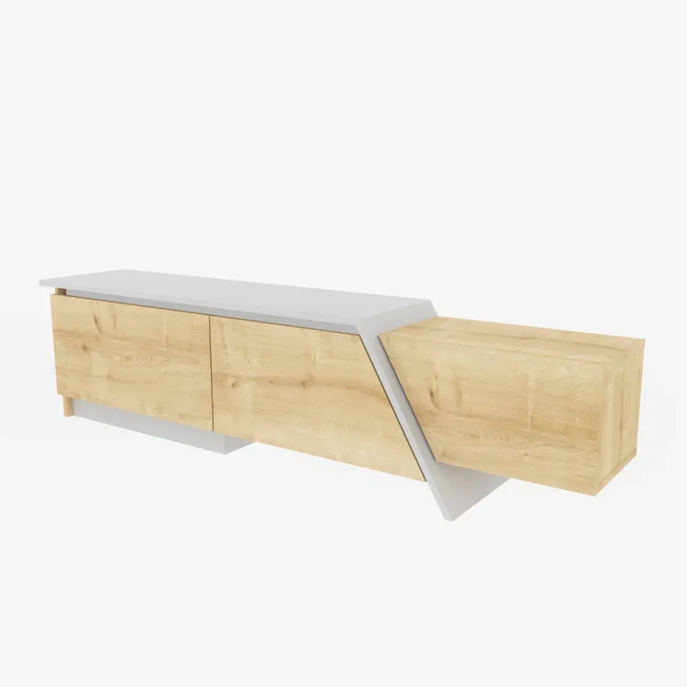 Zonas 3 Door TV Unit with Storage - Oak, White