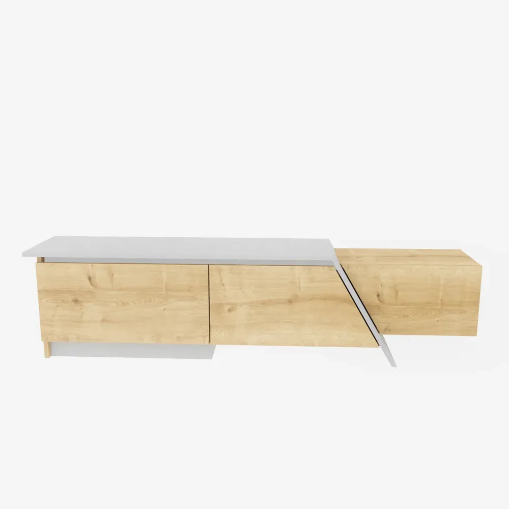 Zonas 3 Door TV Unit with Storage - Oak, White