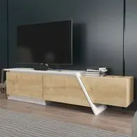 Zonas 3 Door TV Unit with Storage - Oak, White