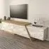 Zonas 3 Door TV Unit with Storage - Oud, White Marble
