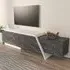 Zonas 3 Door TV Unit with Storage - White, Black Marble