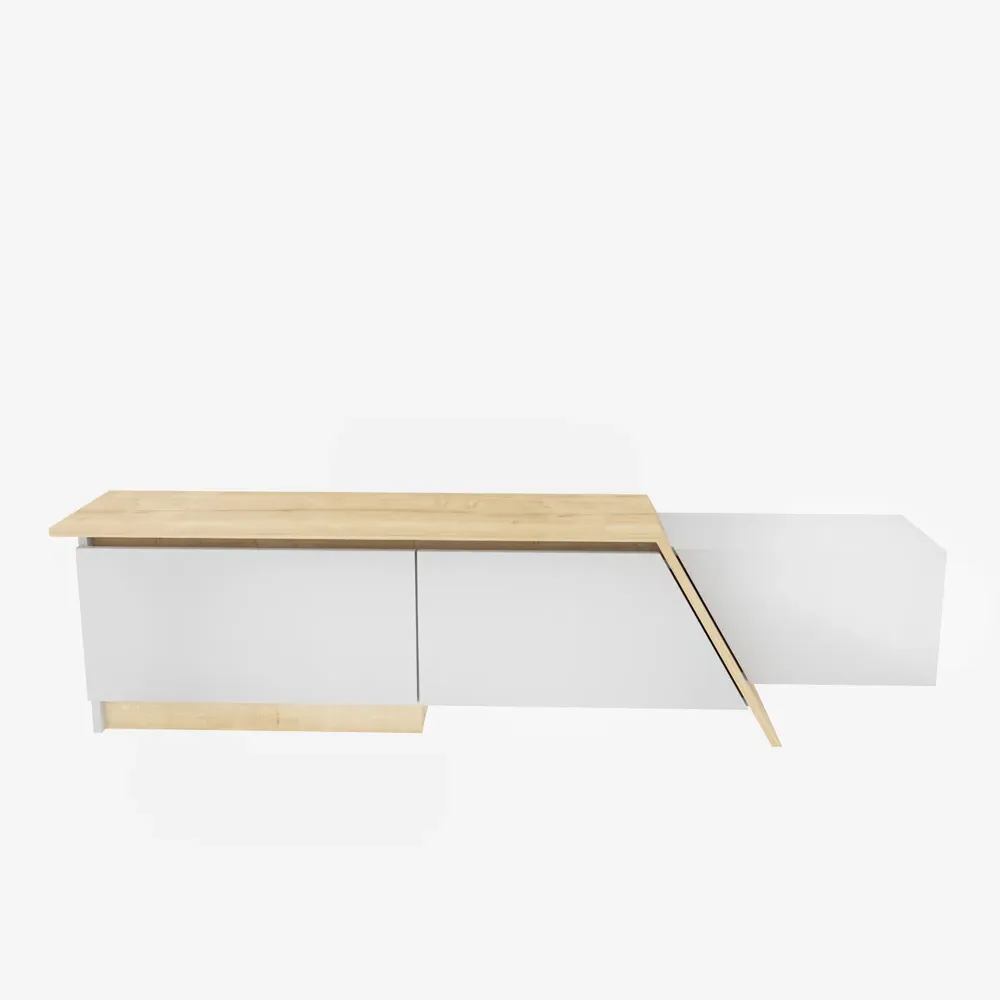 Zonas 3 Door TV Unit with Storage - White, Oak