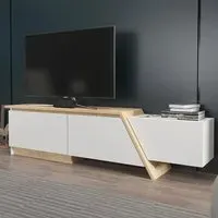 Zonas 3 Door TV Unit with Storage - White, Oak