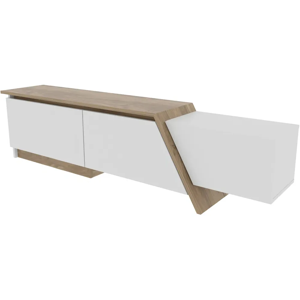 Zonas 3 Door TV Unit with Storage - White, Walnut