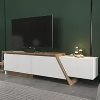 Zonas 3 Door TV Unit with Storage - White, Walnut