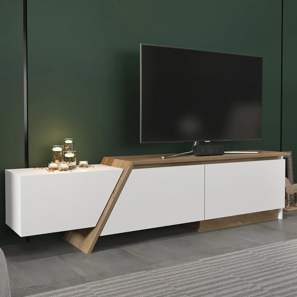 Zonas 3 Door TV Unit with Storage - White, Walnut