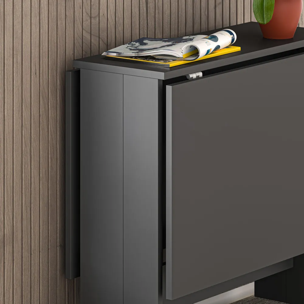 Artemio Foldable Dining Table - Black, Engineered Wood