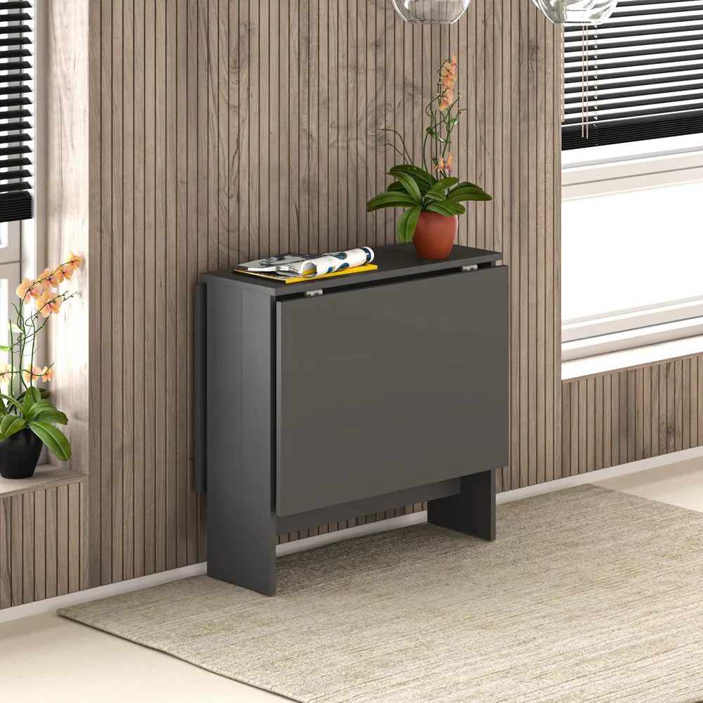 Artemio Foldable Dining Table - Black, Engineered Wood