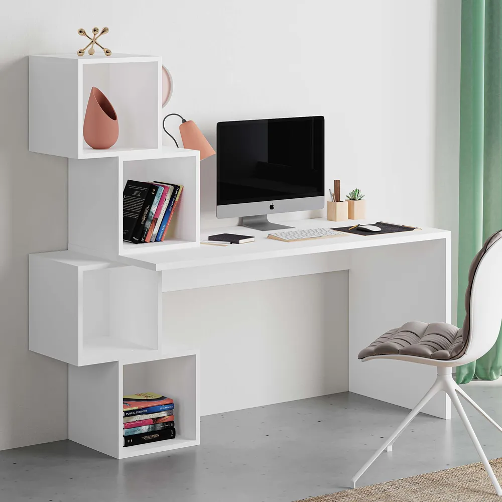 Balance 4-Shelf Desk - White