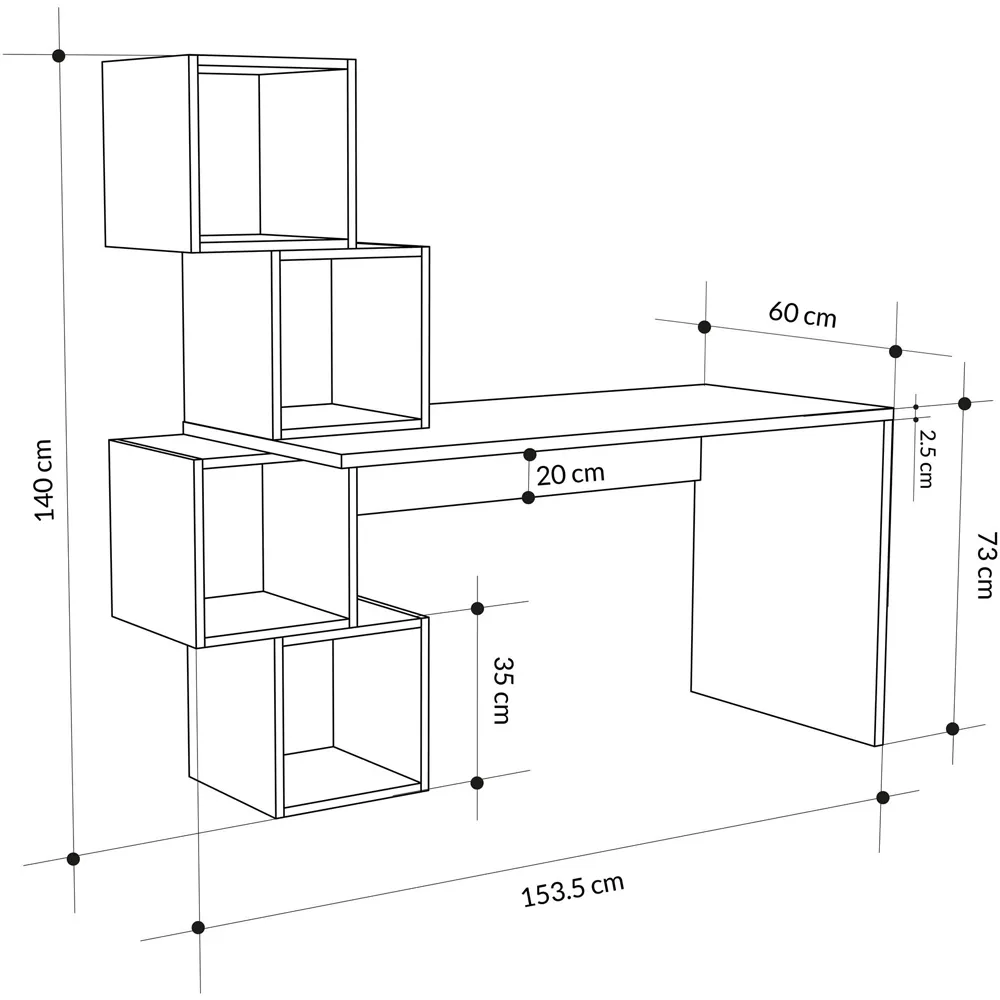 Balance Desk with Shelves - White, Anthracite