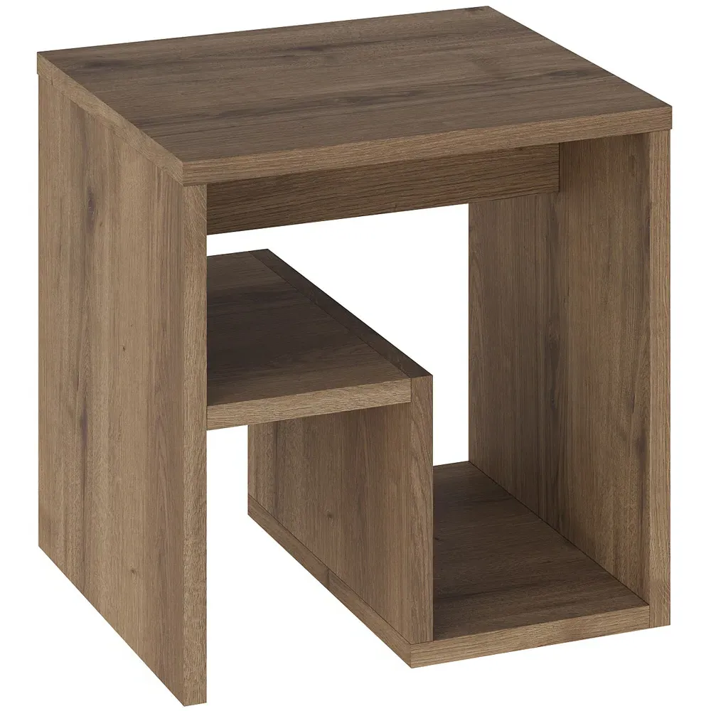 Bon G-Shaped Side Table with Storage - Brown, Particle Board