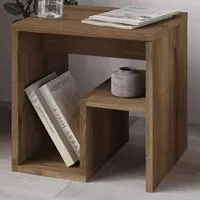 Bon G-Shaped Side Table with Storage - Brown, Particle Board