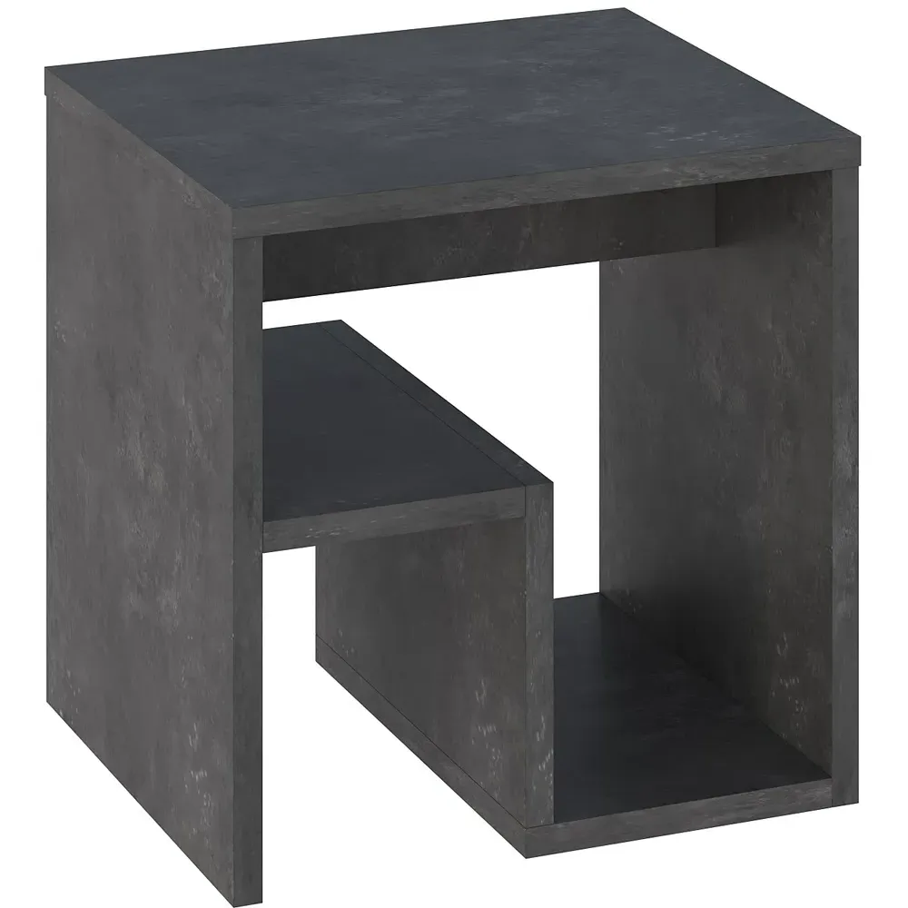 Bon G-Shaped Side Table with Storage - Grey, Particle Board