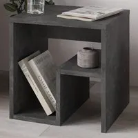 Bon G-Shaped Side Table with Storage - Grey, Particle Board