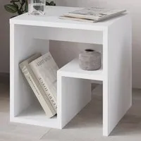 Bon G-Shaped Side Table with Storage - White