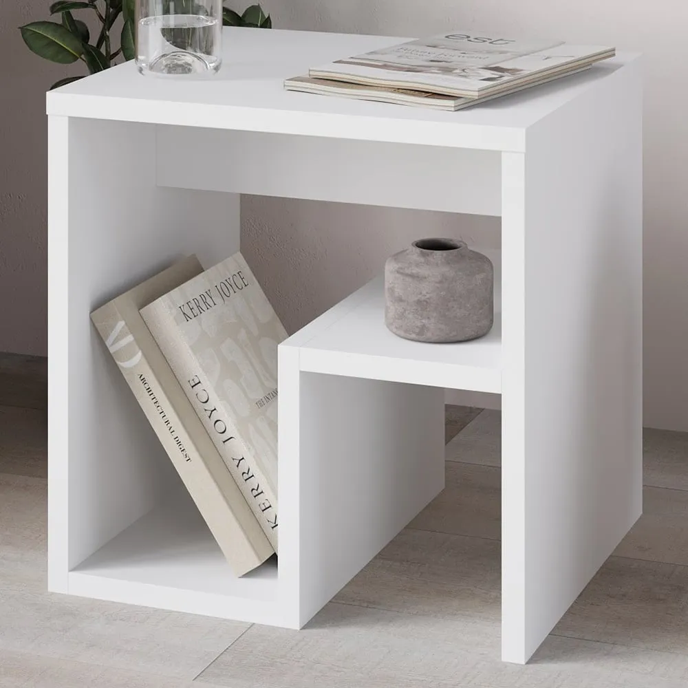 Bon G-Shaped Side Table with Storage - White image