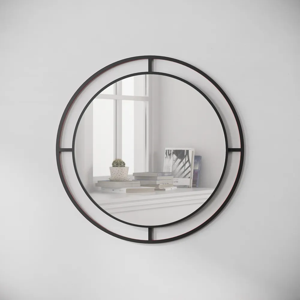 Bubble Round Mirror - Black, Aluminium Alloy