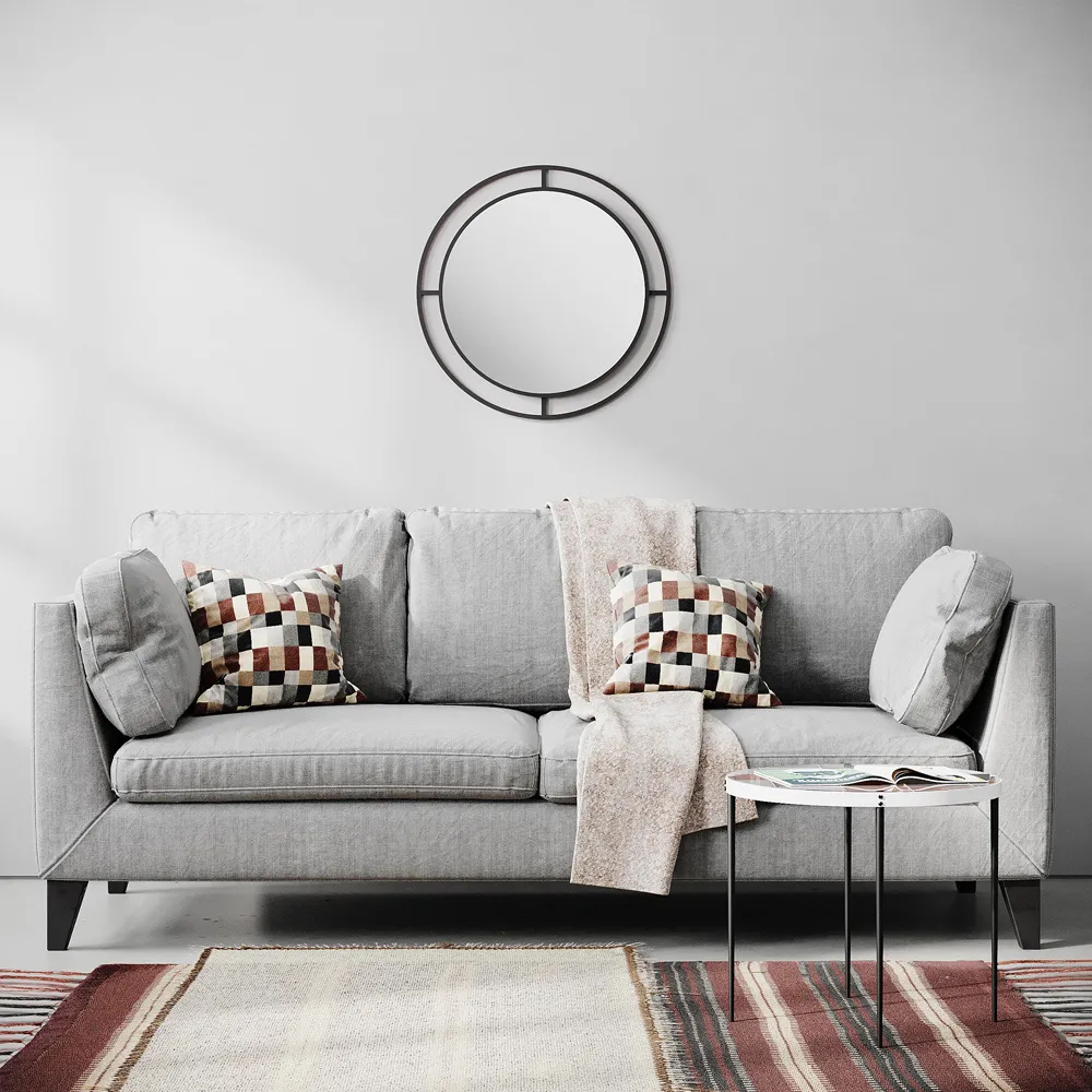 Bubble Round Mirror - Black, Aluminium Alloy