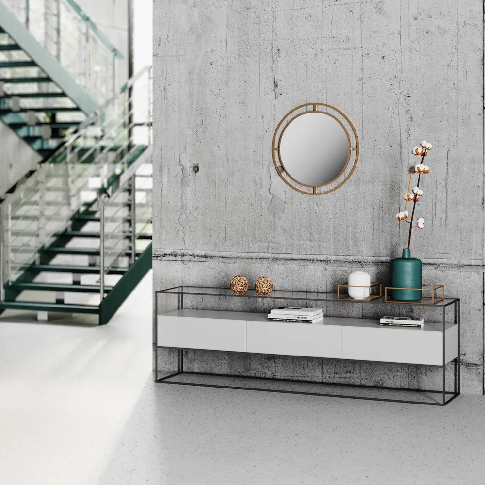 Bubble Round Mirror - Gold, Aluminium Alloy