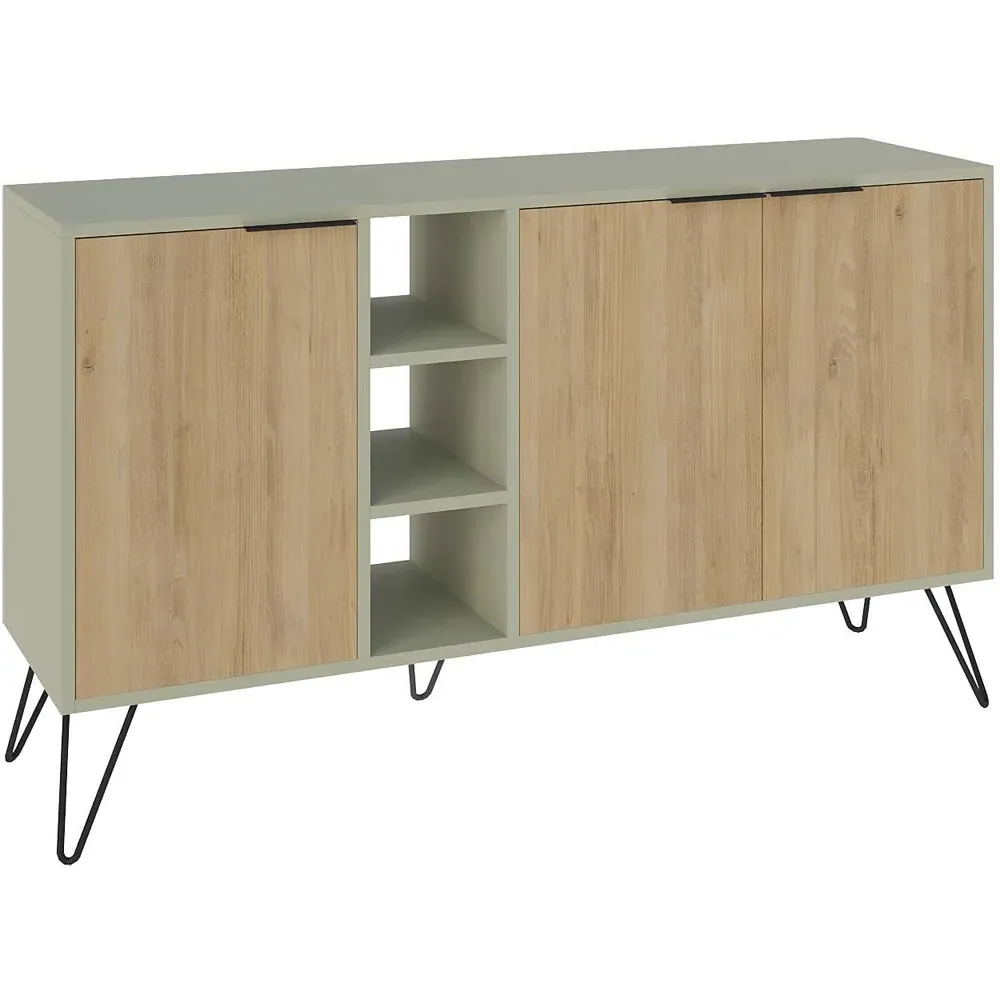 Clara Console Sideboard with Storage - Ash Green, Oak