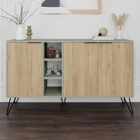 Clara Console Sideboard with Storage - Ash Green, Oak