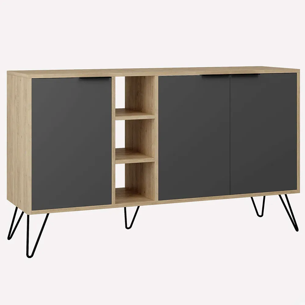 Clara Oak Console Sideboard - Anthracite