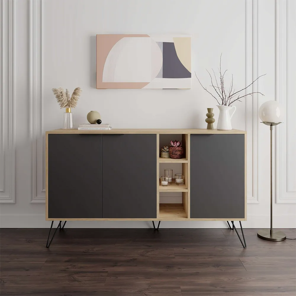 Clara Oak Console Sideboard - Anthracite