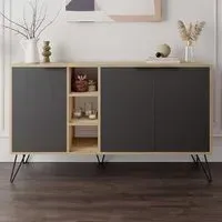 Clara Oak Console Sideboard - Anthracite