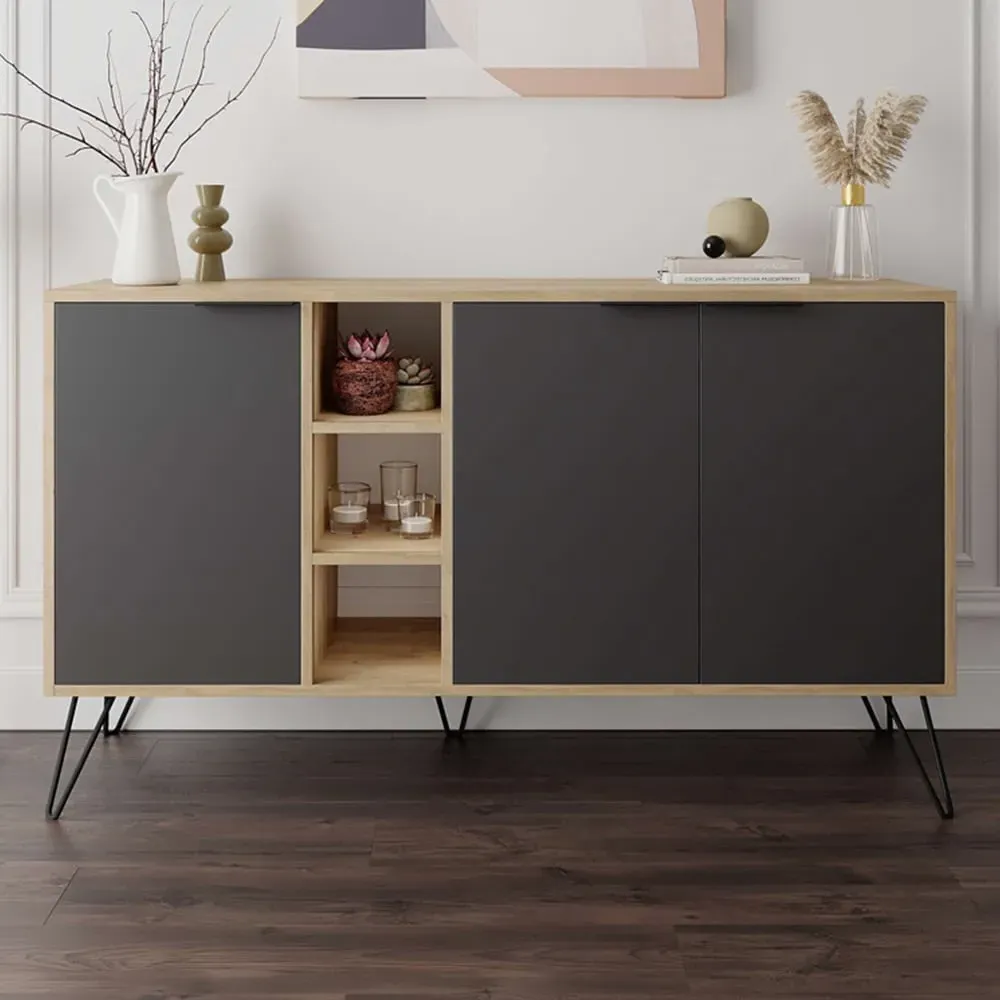 Clara Oak Console Sideboard - Anthracite