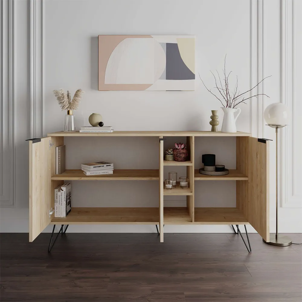 Clara Oak Console Sideboard - Cream