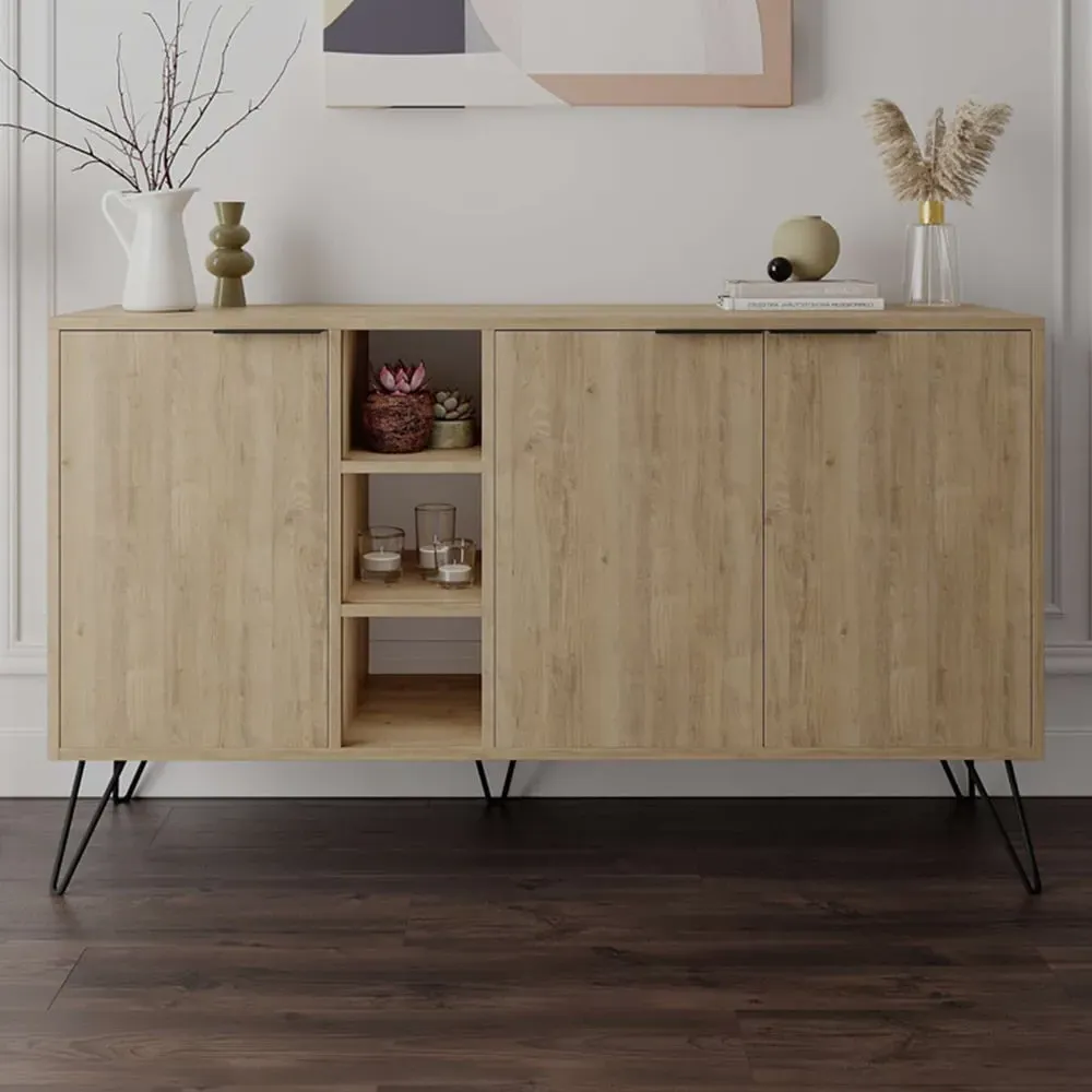 Clara Oak Console Sideboard - Cream