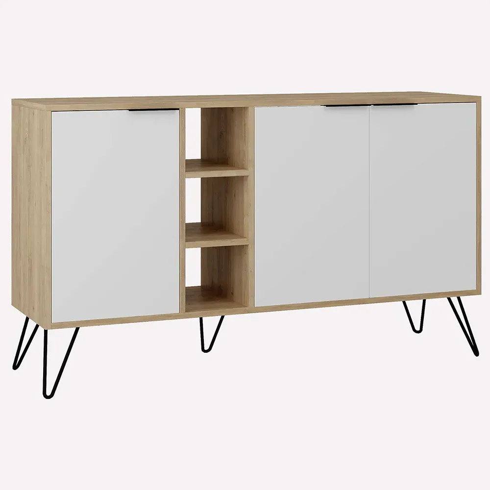 Clara Oak Console Sideboard Display Unit - White