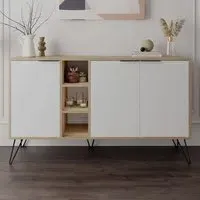 Clara Oak Console Sideboard Display Unit - White