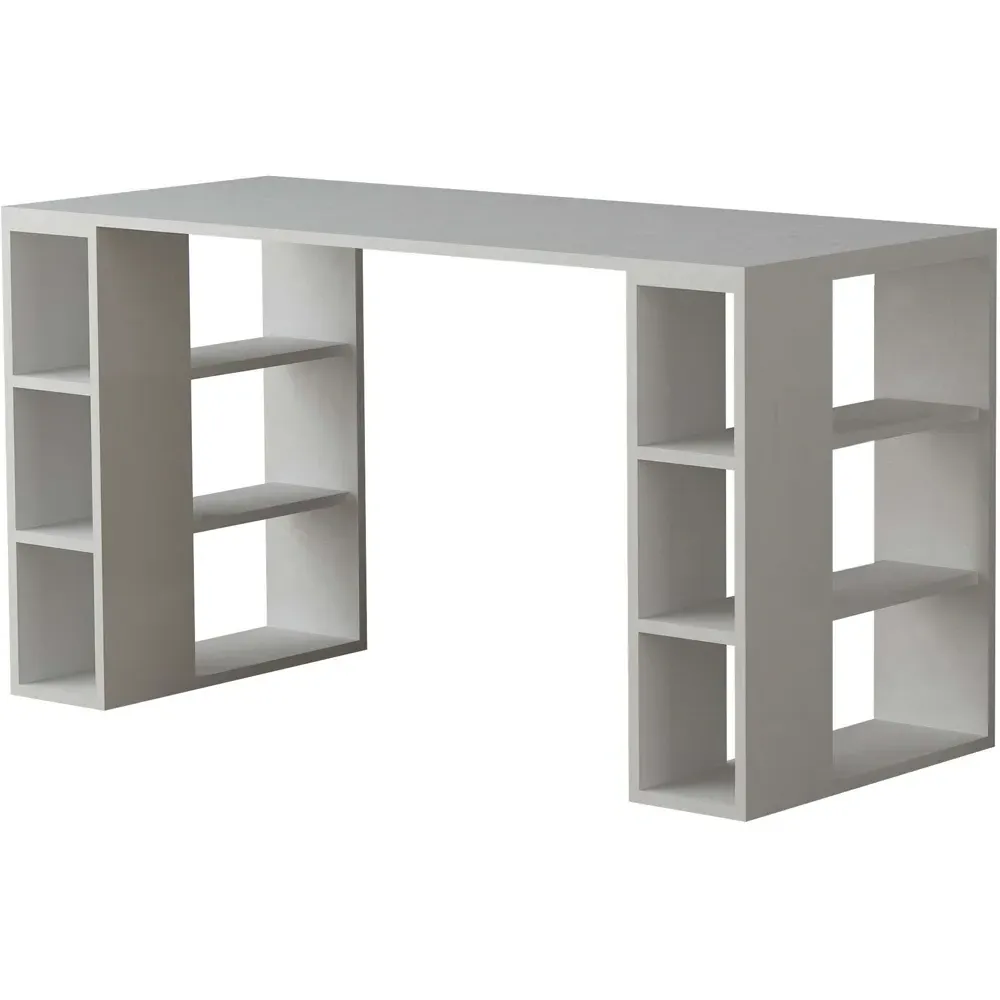 Colmar 6 Shelf Desk with Bookcase - White