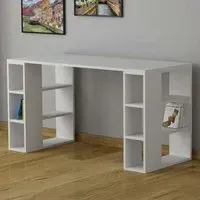 Colmar 6 Shelf Desk with Bookcase - White