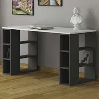 Colmar 6 Shelf Desk with Bookcase - White, Anthracite
