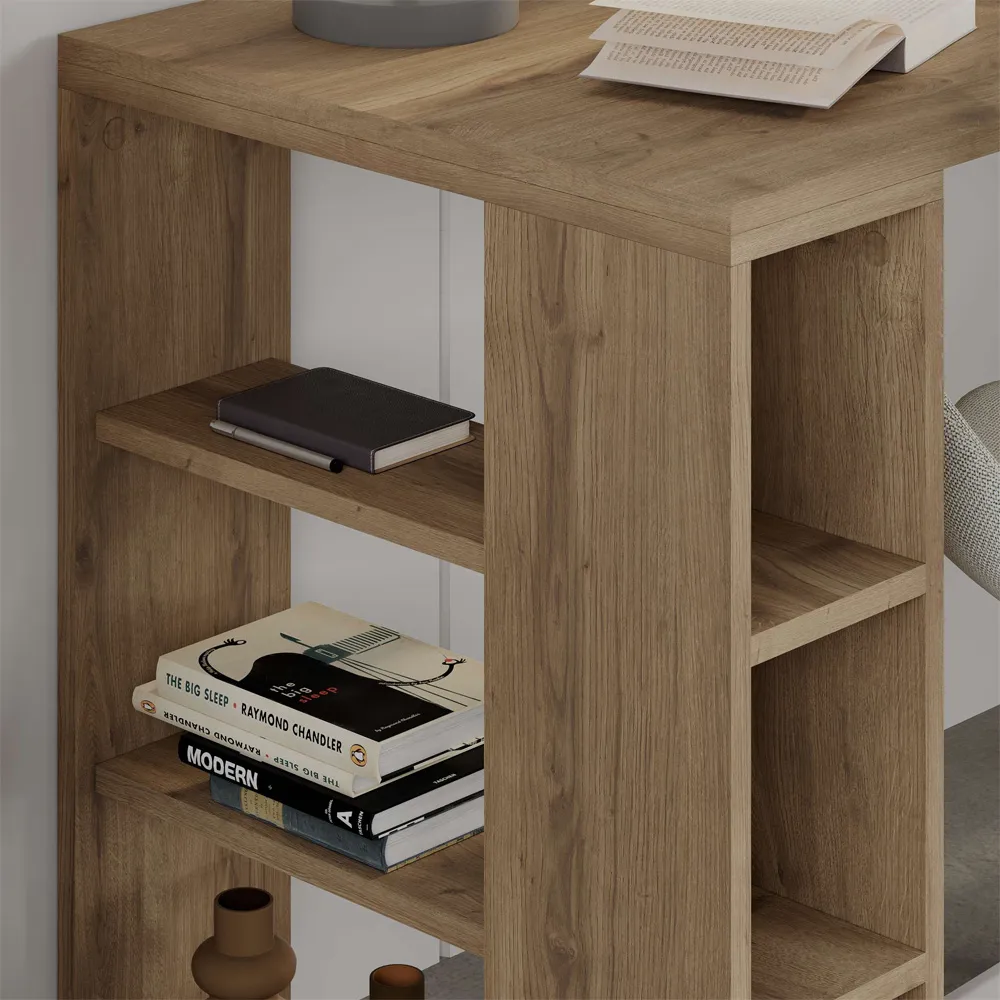 Colmar Desk with Bookshelf Legs - Dark Oak Effect