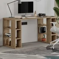 Colmar Desk with Bookshelf Legs - Dark Oak Effect