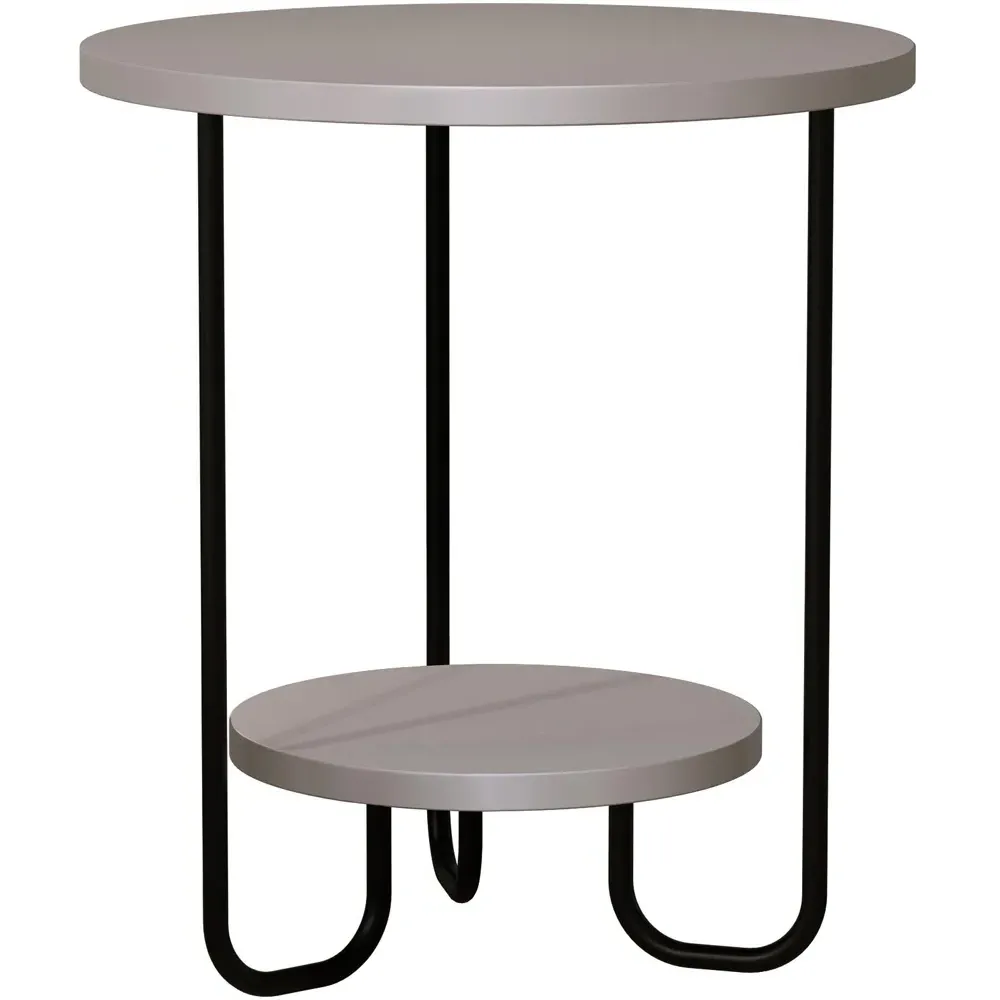 Corro Round End Table with Shelf - Grey