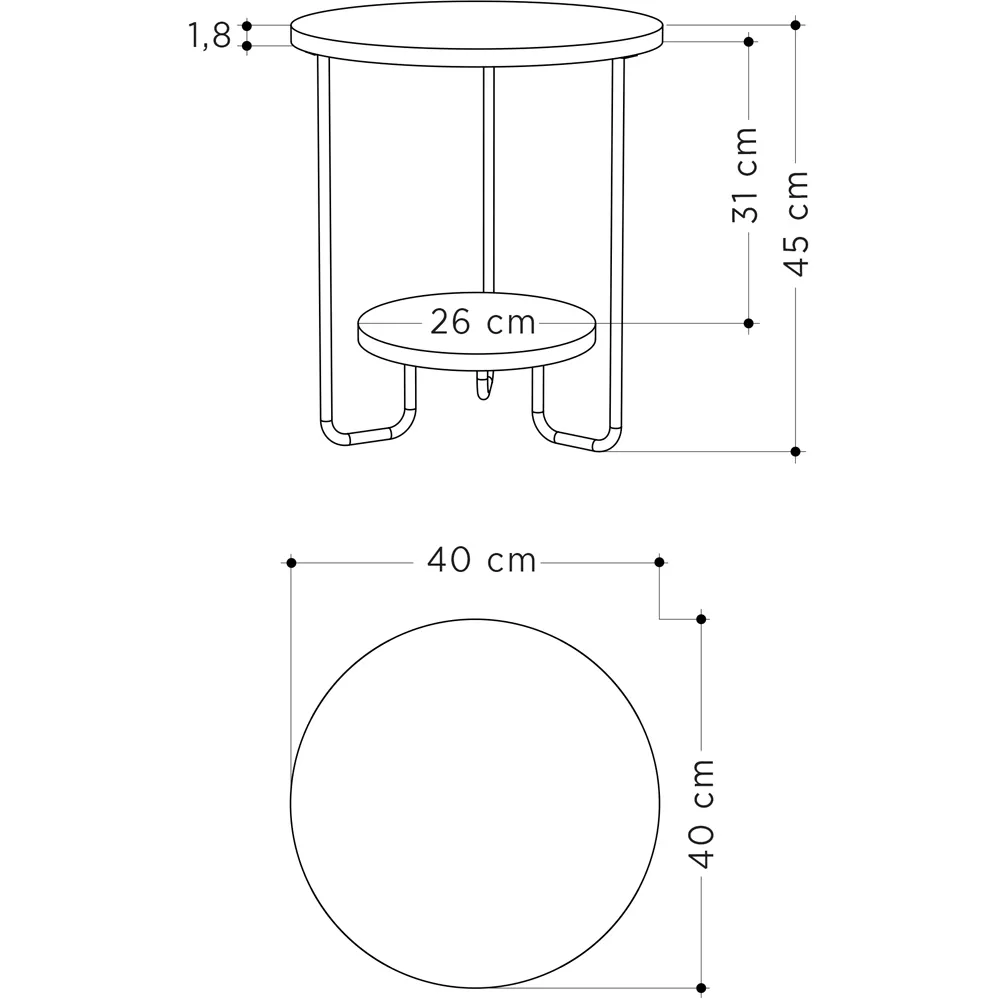 Corro Round End Table with Shelf - Grey