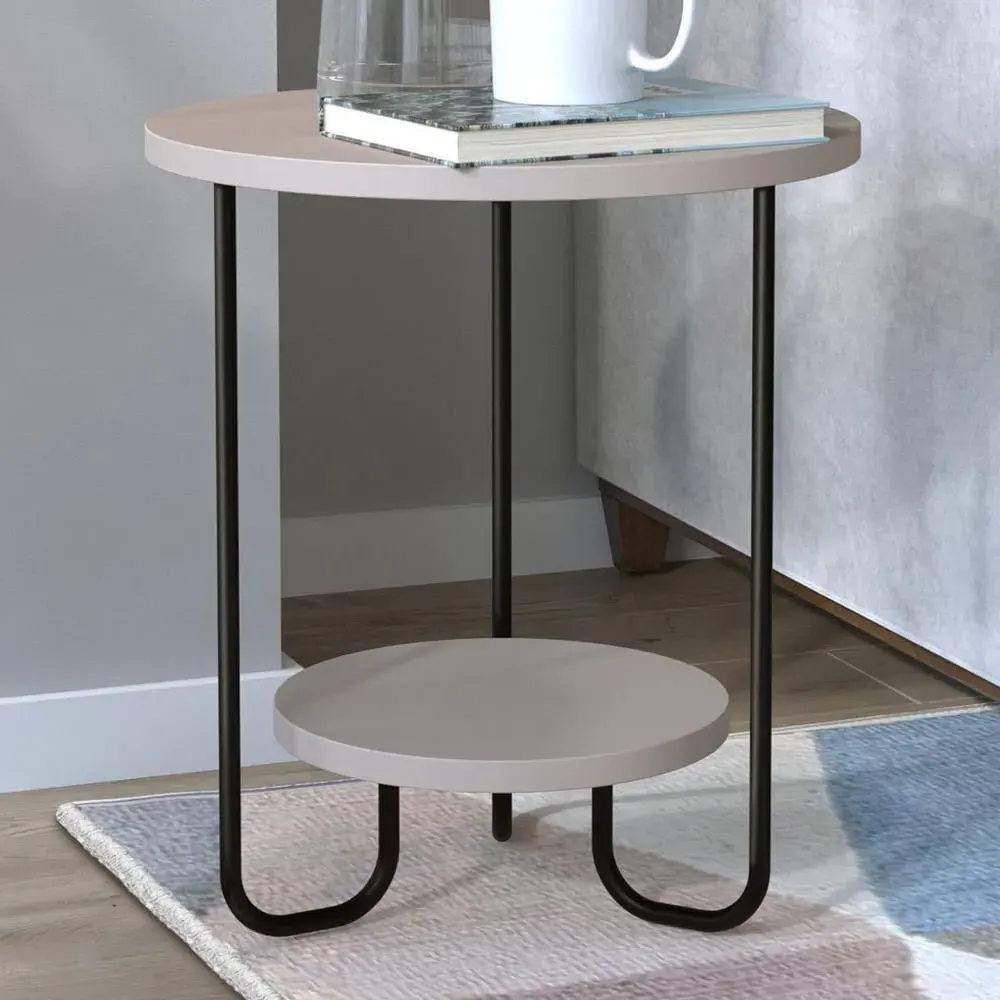 Corro Round End Table with Shelf - Grey image