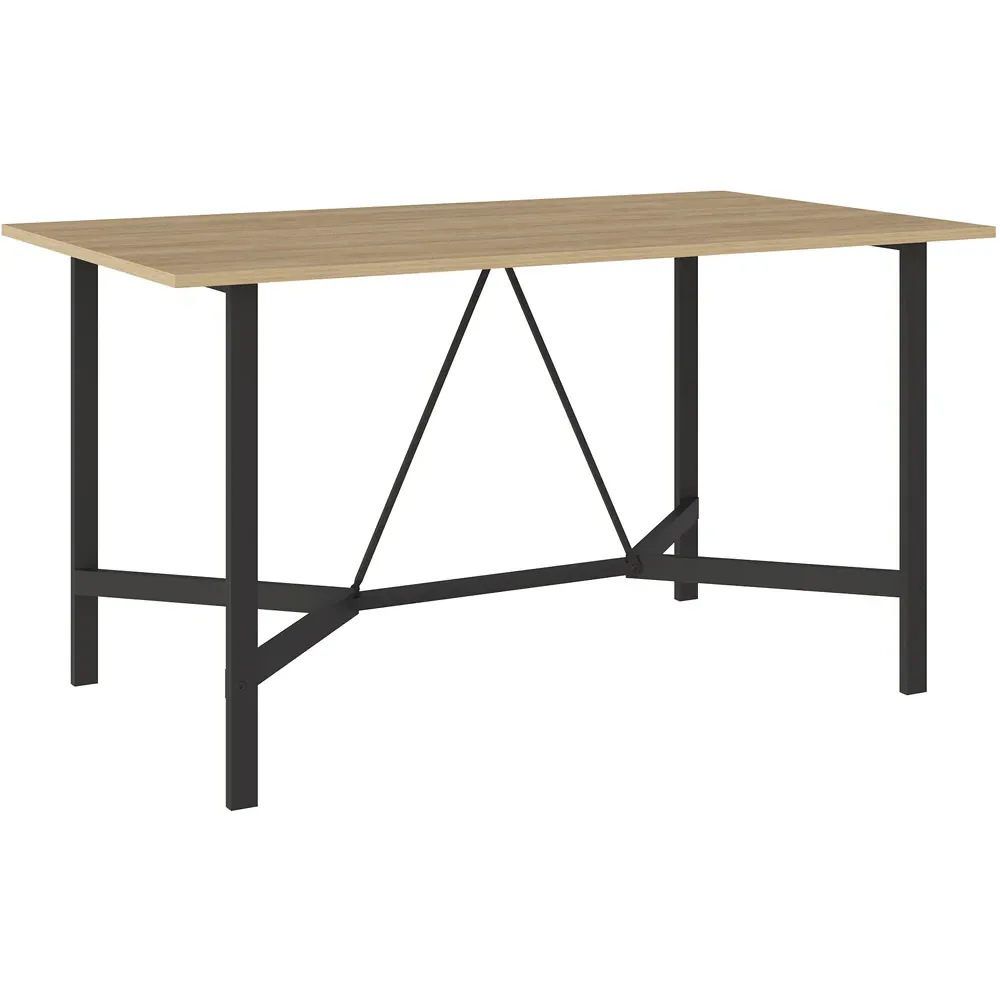 Dalma 6-Seater Dining Table with Metal Legs - Sapphire Oak