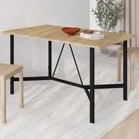 Dalma 6-Seater Dining Table with Metal Legs - Sapphire Oak