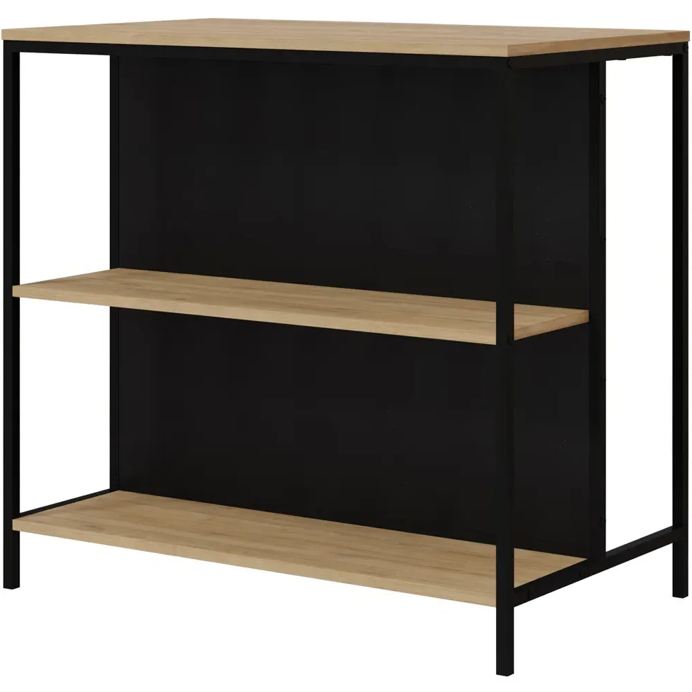 Detroit 2 Shelf Bar Table - Oak, Black Metal