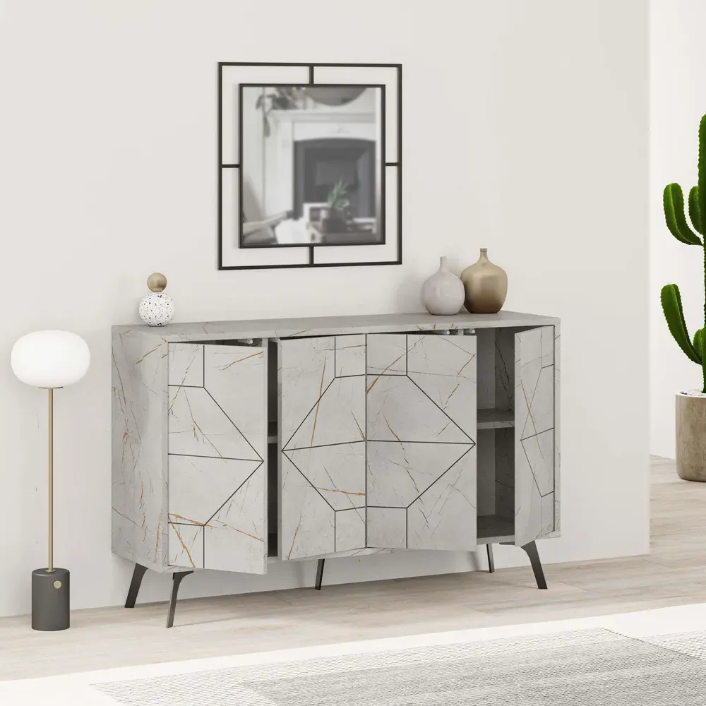 Dune 2 Door Sideboard - Grey, Marble Effect