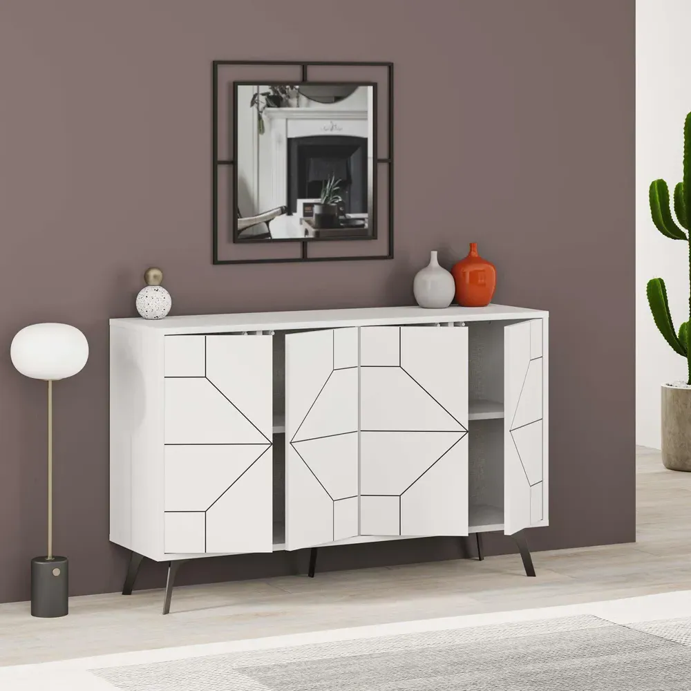 Dune 4 Door Console Sideboard - White