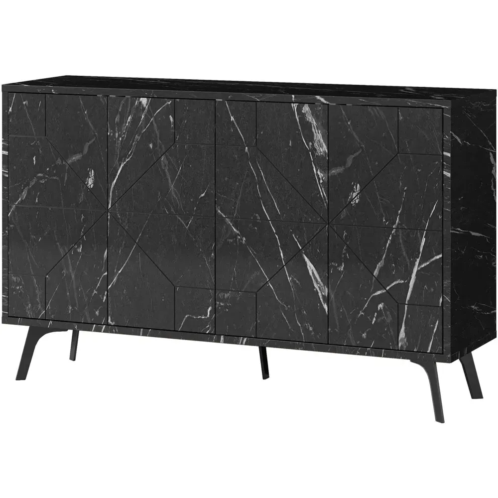 Dune 4 Door Sideboard - Black Marble Effect