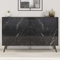 Dune 4 Door Sideboard - Black Marble Effect