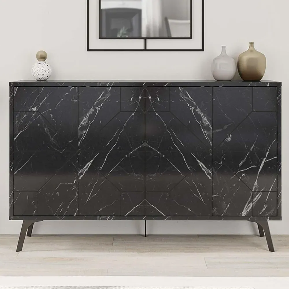 Dune 4 Door Sideboard - Black Marble Effect image
